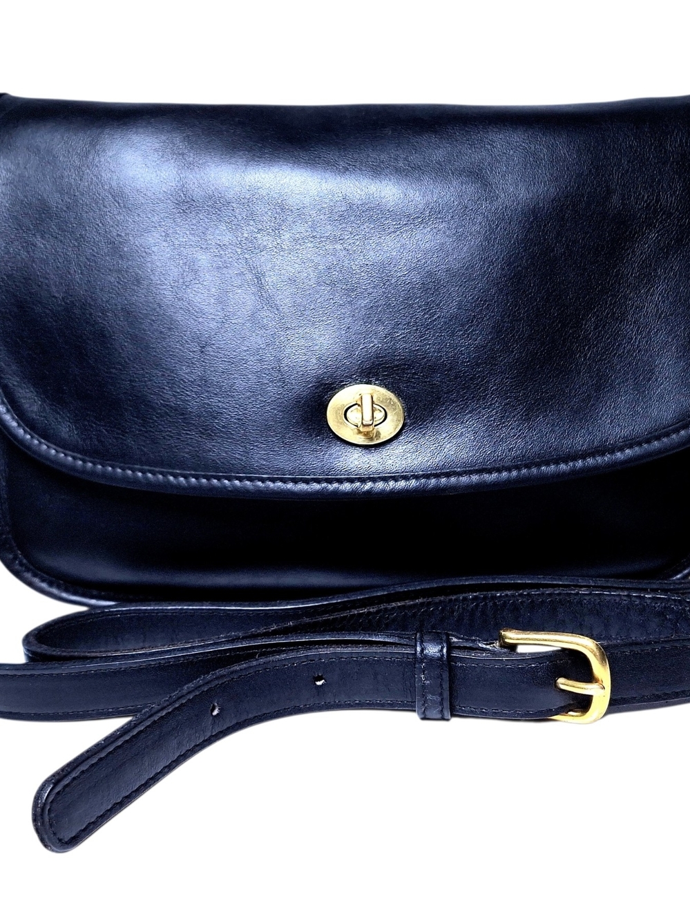 Vintage Coach City Bag #9790 Black Leather Brass Hardware Crossbody Shoulder USA